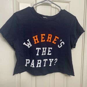 H&M Navy Crop Top - Where’s the Party?